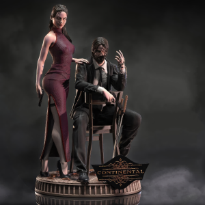 Ballerina and John Wick 3D Model