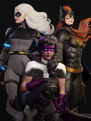 Black Canary and Batgirl and Huntress 3D Model