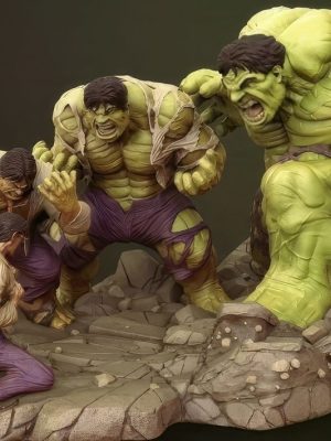 Hulk Diorama 4 figures 3D Model