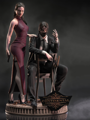 Ballerina and John Wick 3D Model