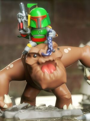 Boba Fett on Rancor Chibi 3D Model