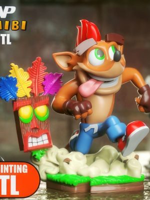 Crash Bandicoot and Aku Aku Chibi 3D Model