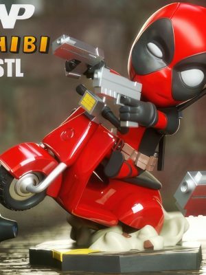 Deadpool on Vespa Chibi 3D Model