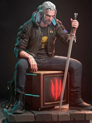 Geralt of Rivia Witcher Cyberpunk 2077 3D Model