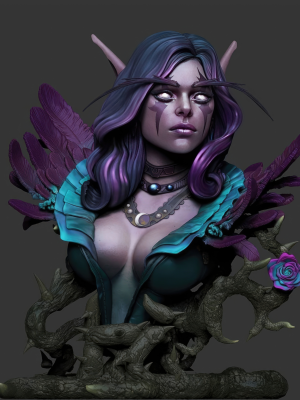 Night Elf Bust 3D Model