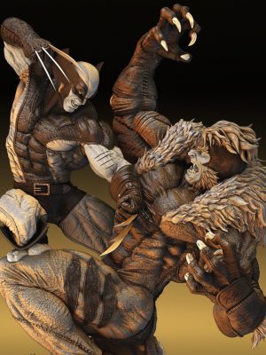 Wolverine & Sabertooth 3D Model