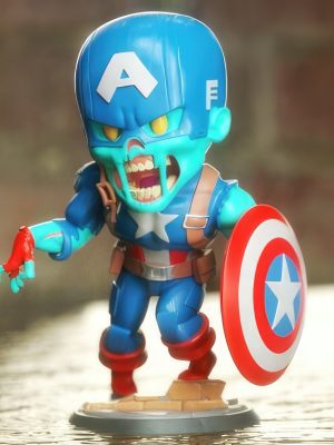 Zombie Captain America Chibi 3D Model